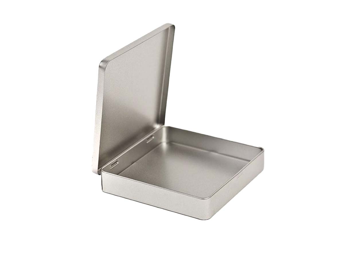 Blechdose für Schokolade mit Scharnierdeckel  Blechdose für Schokolade mit Scharnierdeckel