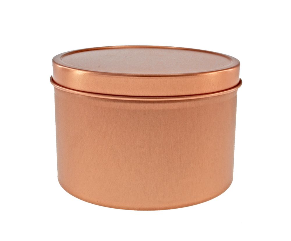 Runde Blechdose in rotgold  Runde Blechdose in rotgold
